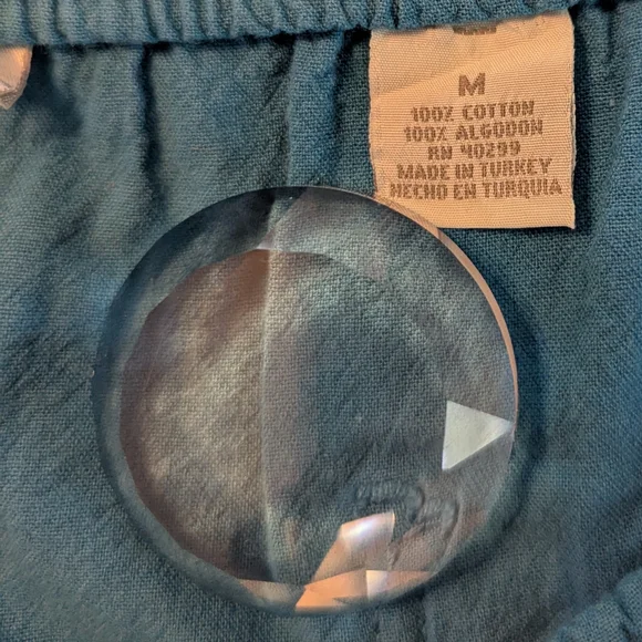 Erika Blue High Rise Cotton Pull On Wide Leg Capri Cropped Pants Women's Medium - Picture 3 of 9